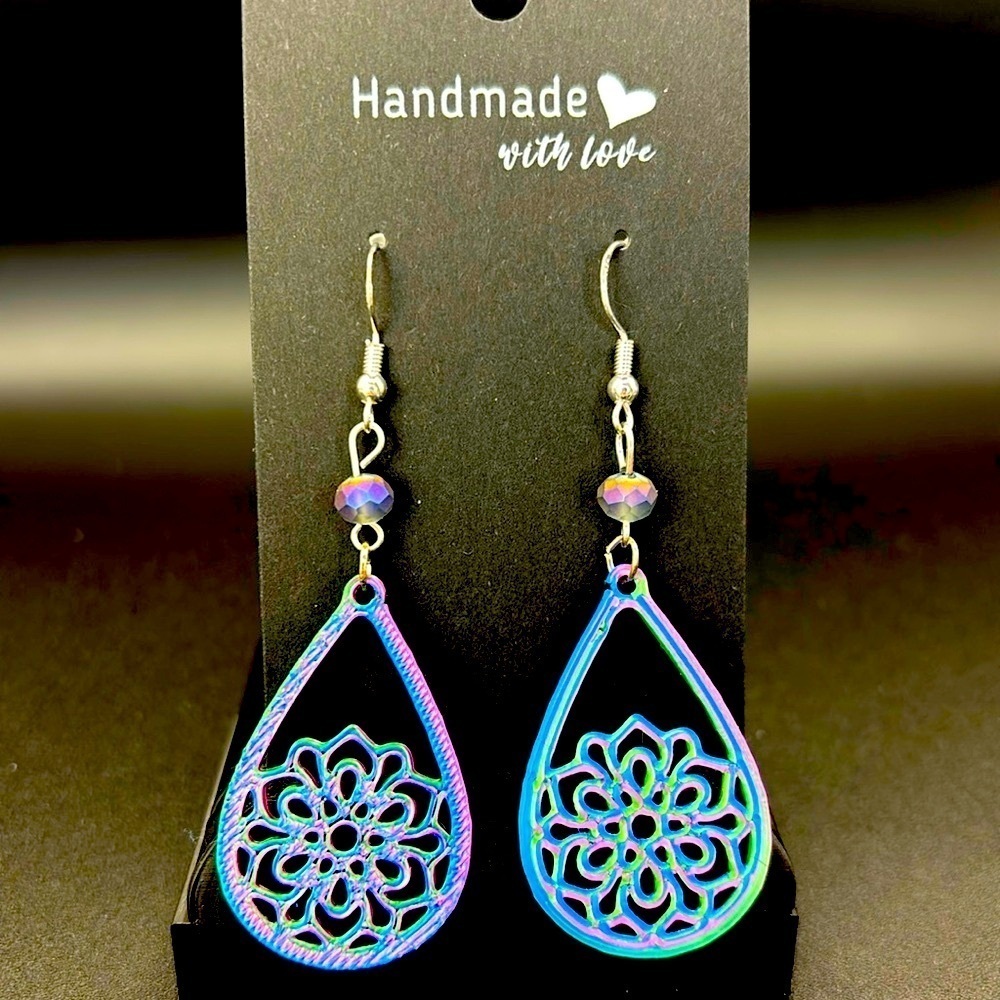 Teardrop Flower Earrings - Picture 1 of 4